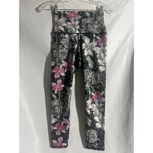 Evolution & Creation Floral Leggings Athletic Workout Hi-Waisted Size Small